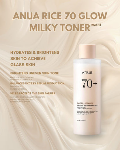 ANUA  RICE 70 GLOW MILKY TONER 250ml