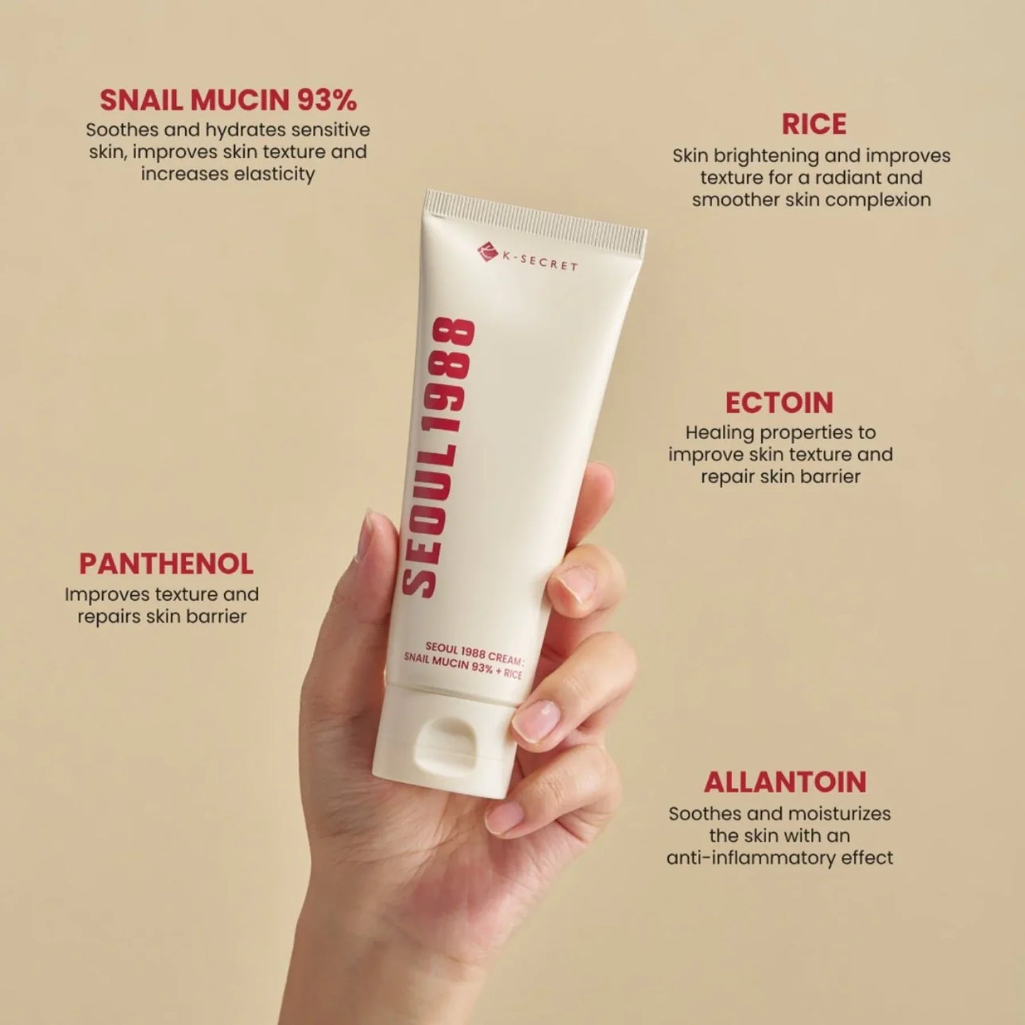 KSECRET  Cream : Snail Mucin 93% + Rice